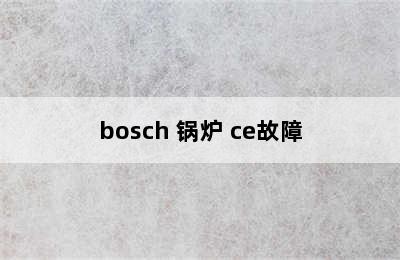 bosch 锅炉 ce故障